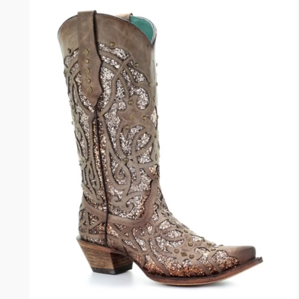 Women’s corral Golden luminary glitter overlay cowboy boots cowgirl size 9M